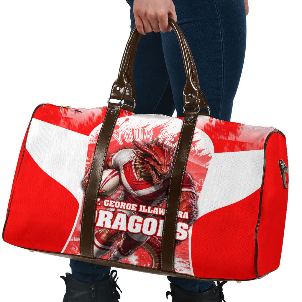 Personalised St. George Illawarra Dragons Mascot Rugby Travel Bag Illawarra Coastline Athletic Graphic Print