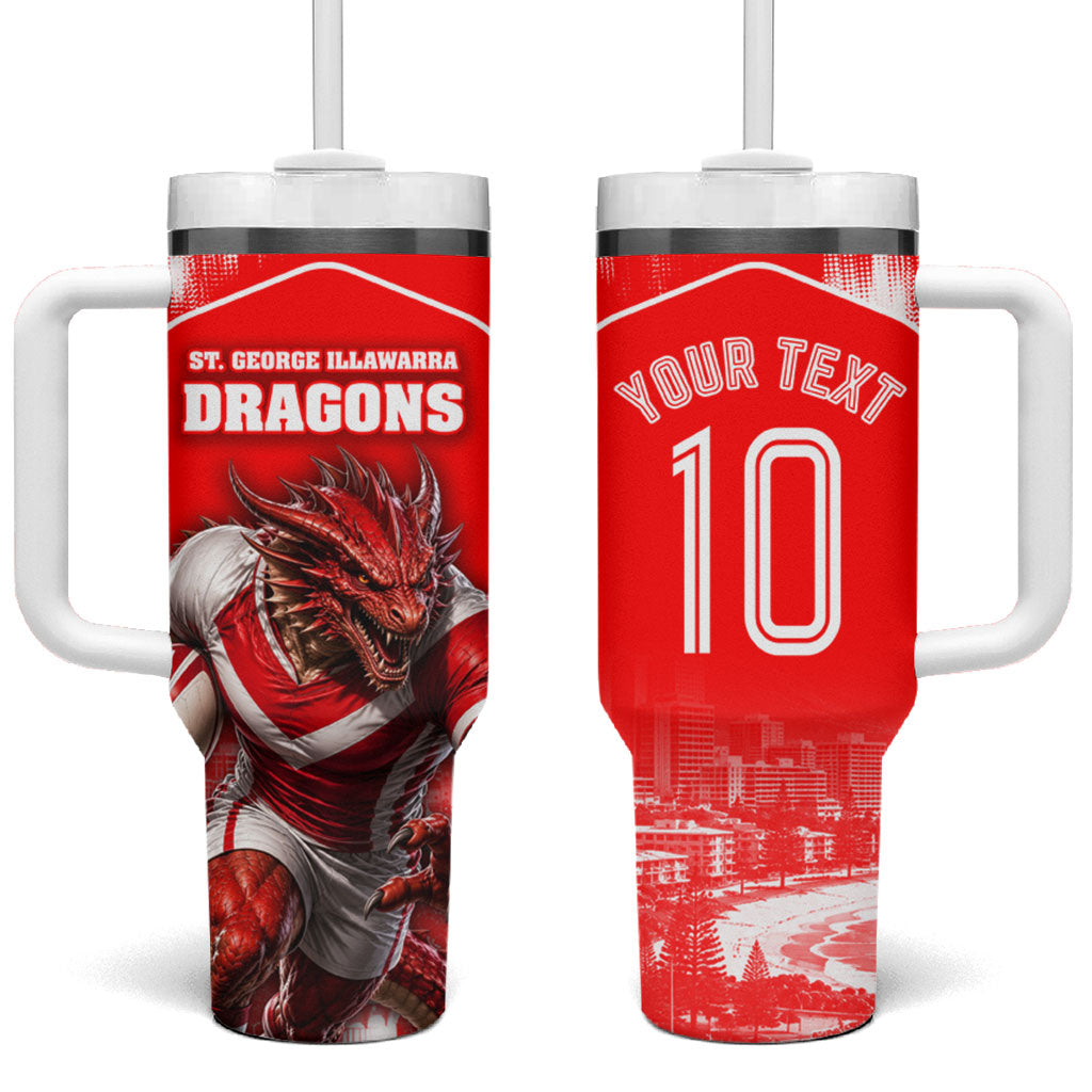 Personalised St. George Illawarra Dragons Mascot Rugby Tumbler With Handle Illawarra Coastline Athletic Graphic Print