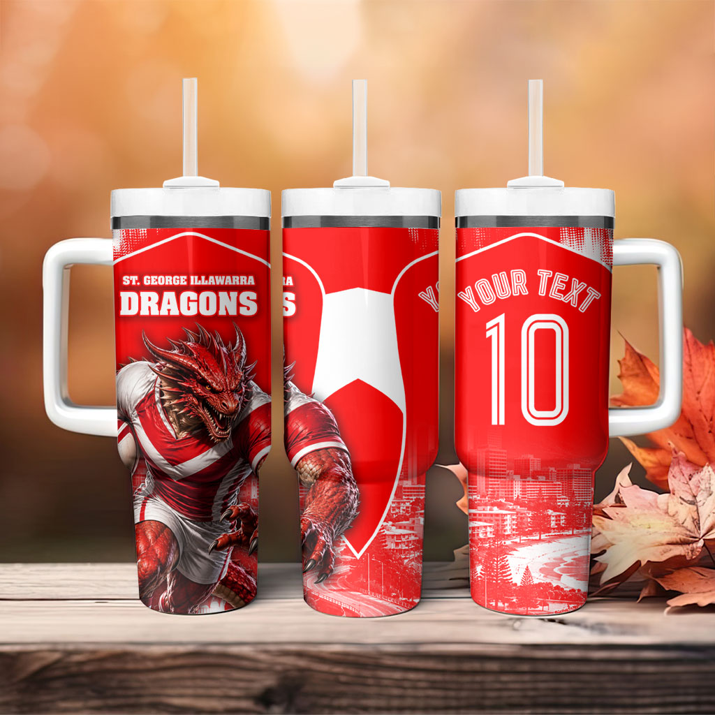 Personalised St. George Illawarra Dragons Mascot Rugby Tumbler With Handle Illawarra Coastline Athletic Graphic Print