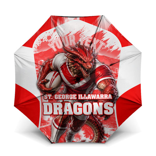 Personalised St. George Illawarra Dragons Mascot Rugby Umbrella Illawarra Coastline Athletic Graphic Print