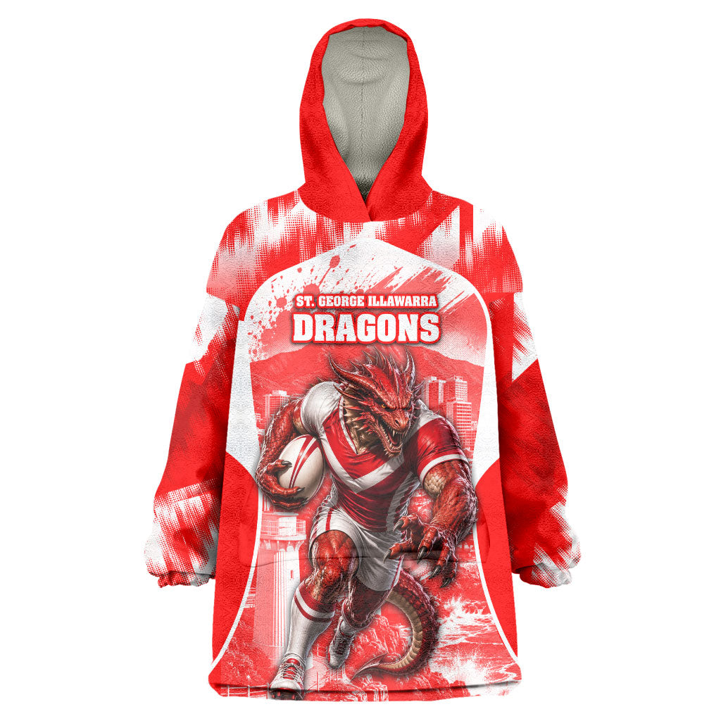Personalised St. George Illawarra Dragons Mascot Rugby Wearable Blanket Hoodie Illawarra Coastline Athletic Graphic Print