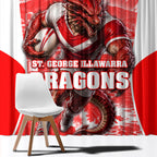 Personalised St. George Illawarra Dragons Mascot Rugby Window Curtain Illawarra Coastline Athletic Graphic Print