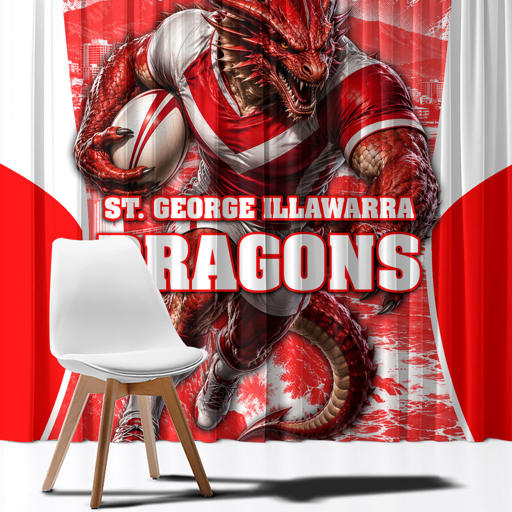 Personalised St. George Illawarra Dragons Mascot Rugby Window Curtain Illawarra Coastline Athletic Graphic Print