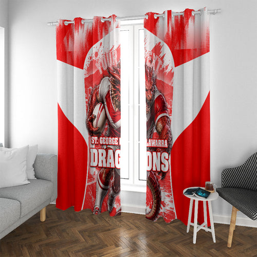 Personalised St. George Illawarra Dragons Mascot Rugby Window Curtain Illawarra Coastline Athletic Graphic Print