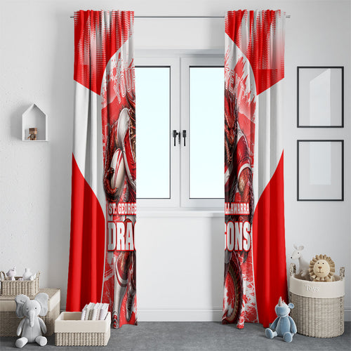 Personalised St. George Illawarra Dragons Mascot Rugby Window Curtain Illawarra Coastline Athletic Graphic Print