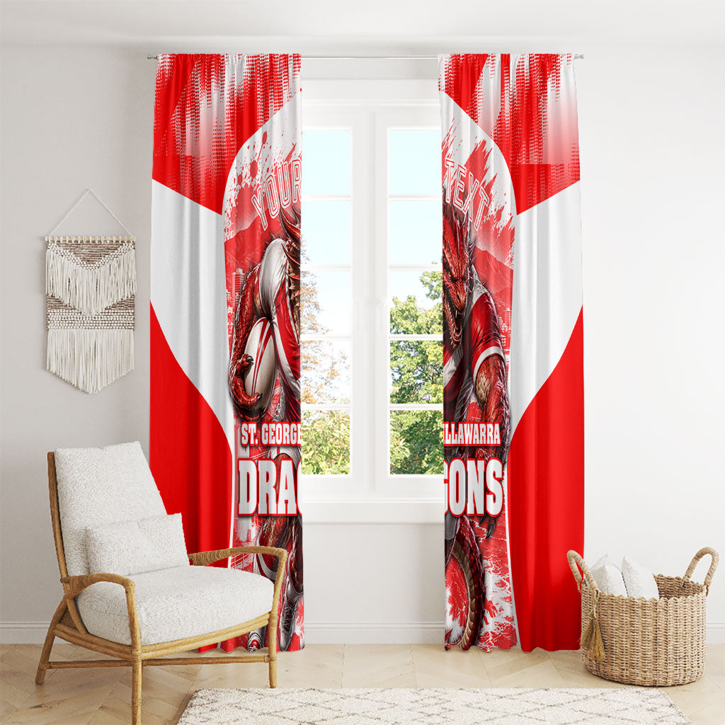 Personalised St. George Illawarra Dragons Mascot Rugby Window Curtain Illawarra Coastline Athletic Graphic Print
