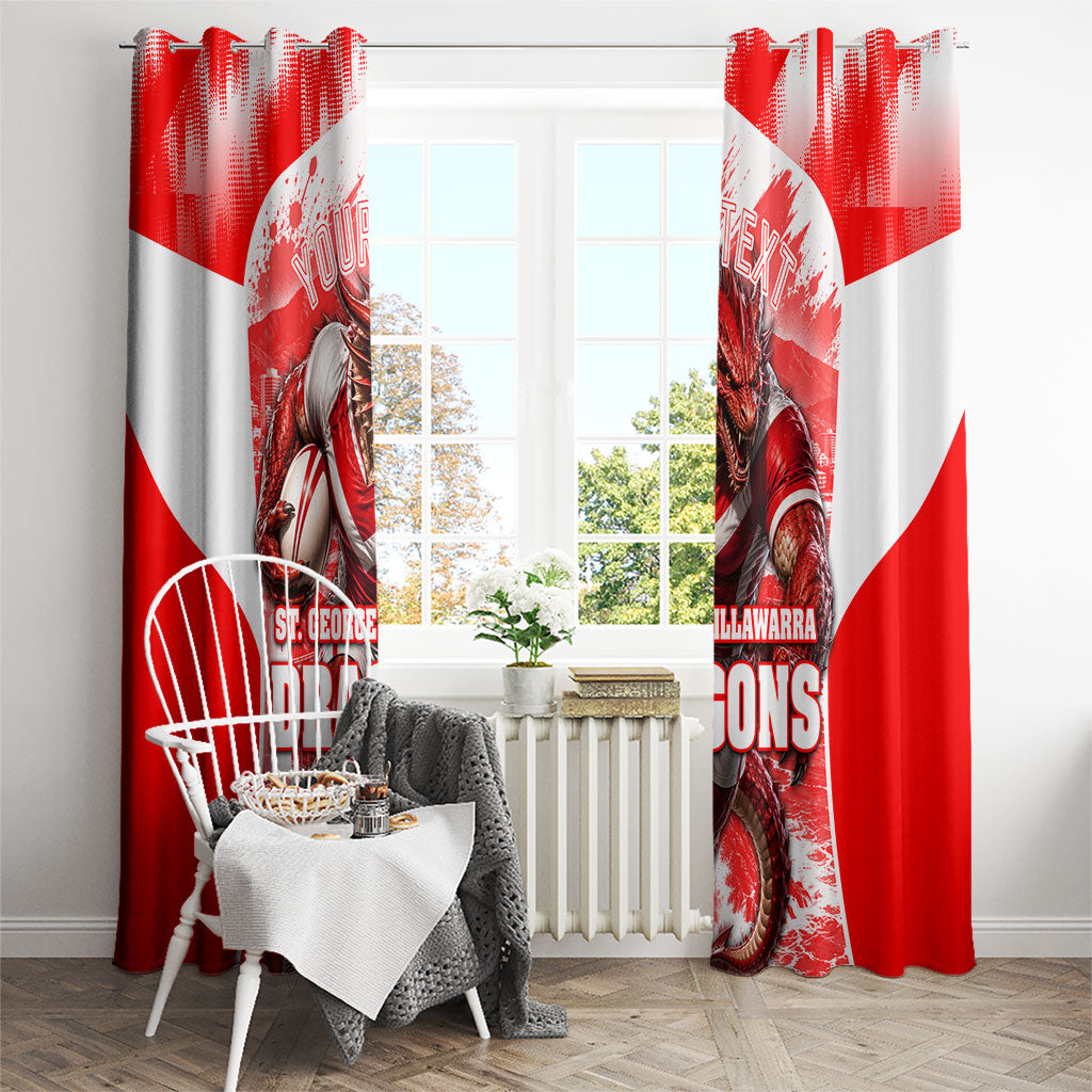 Personalised St. George Illawarra Dragons Mascot Rugby Window Curtain Illawarra Coastline Athletic Graphic Print