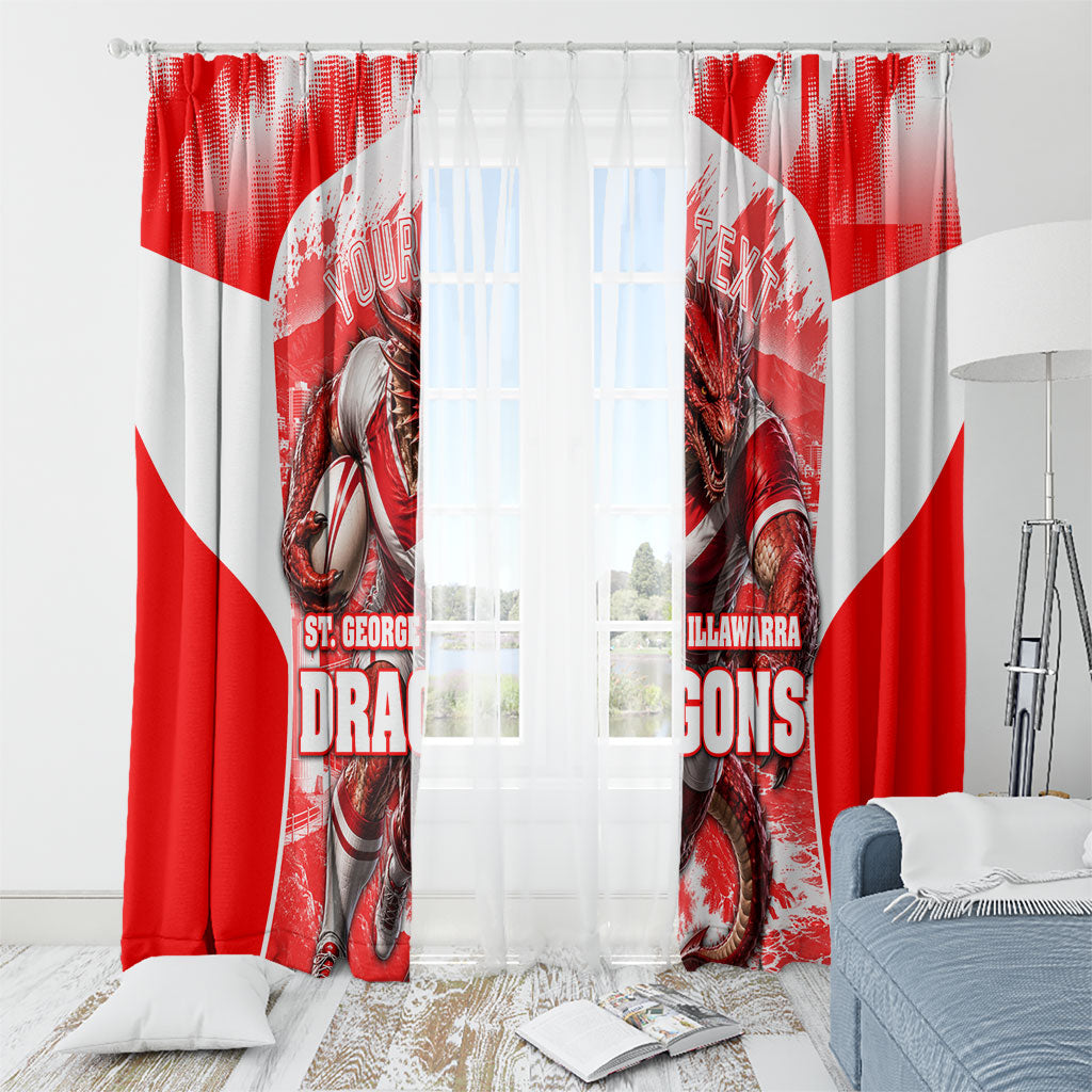 Personalised St. George Illawarra Dragons Mascot Rugby Window Curtain Illawarra Coastline Athletic Graphic Print