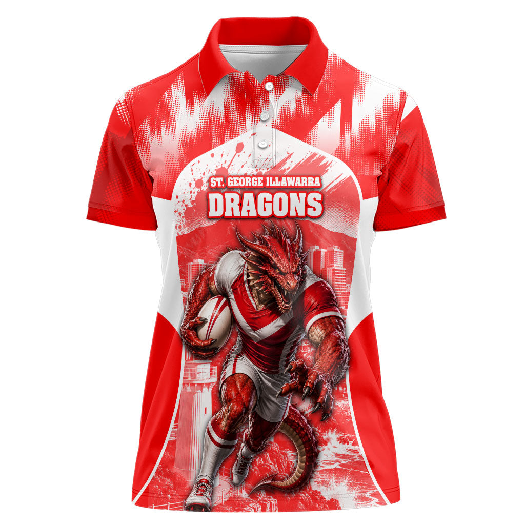 Personalised St. George Illawarra Dragons Mascot Rugby Women Polo Shirt Illawarra Coastline Athletic Graphic Print