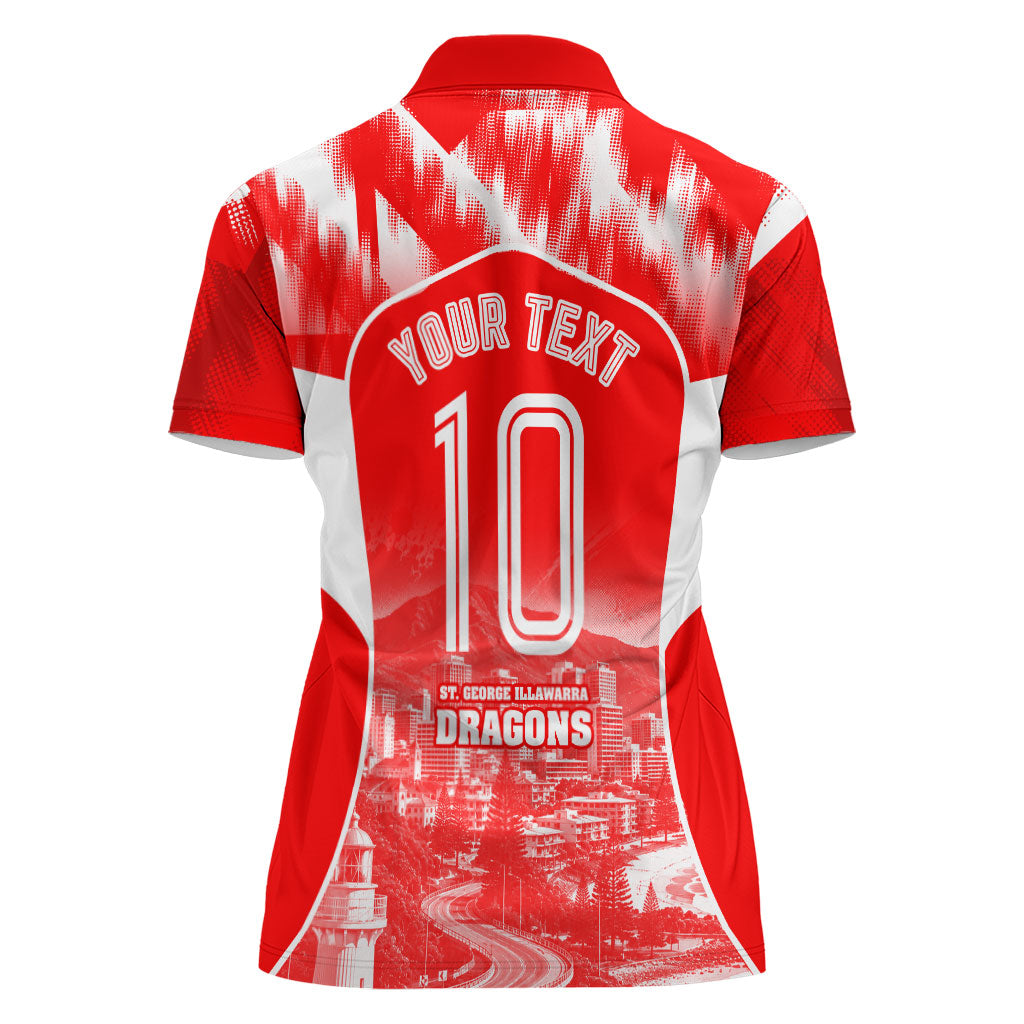 Personalised St. George Illawarra Dragons Mascot Rugby Women Polo Shirt Illawarra Coastline Athletic Graphic Print