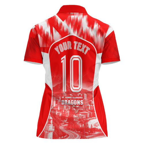 Personalised St. George Illawarra Dragons Mascot Rugby Women Polo Shirt Illawarra Coastline Athletic Graphic Print