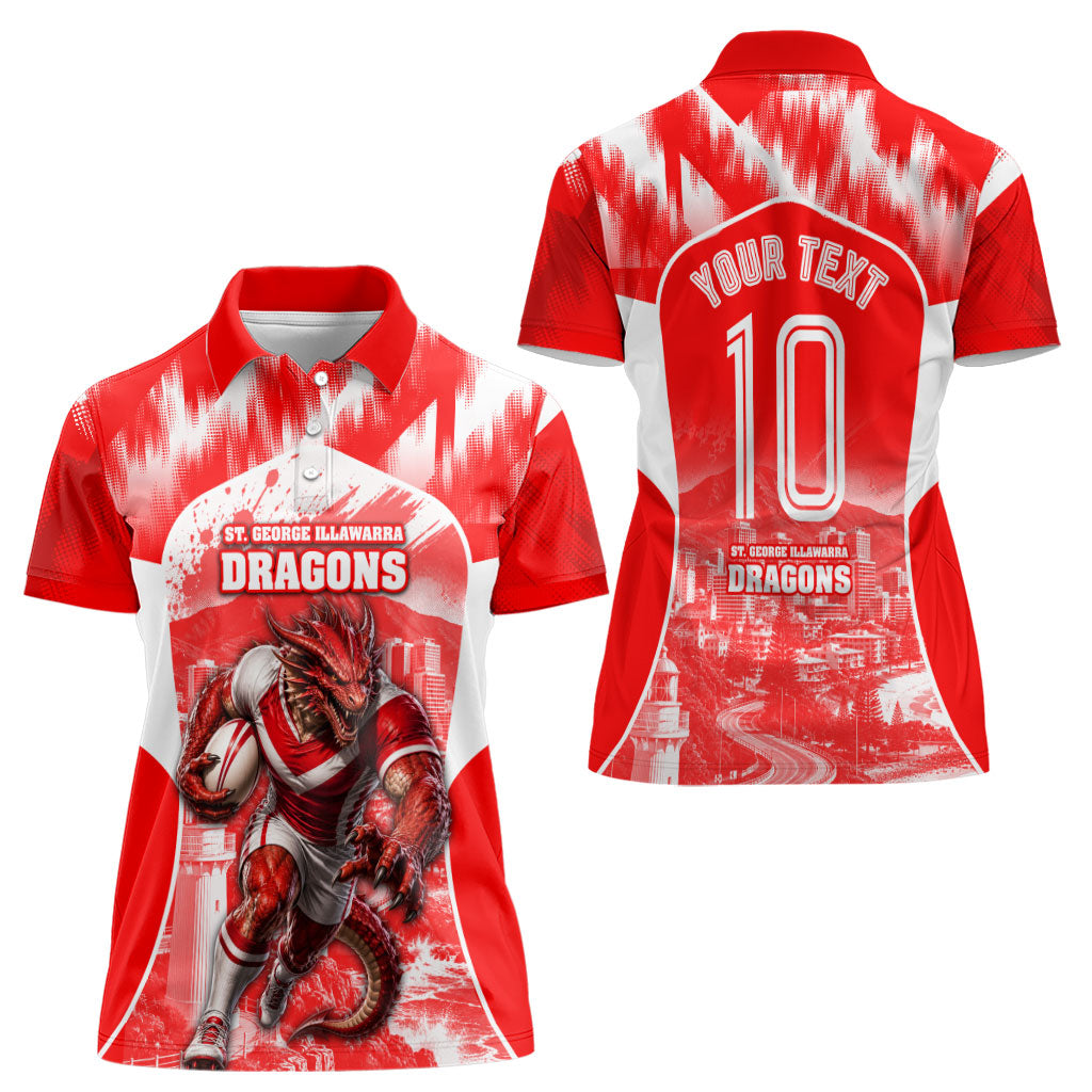 Personalised St. George Illawarra Dragons Mascot Rugby Women Polo Shirt Illawarra Coastline Athletic Graphic Print