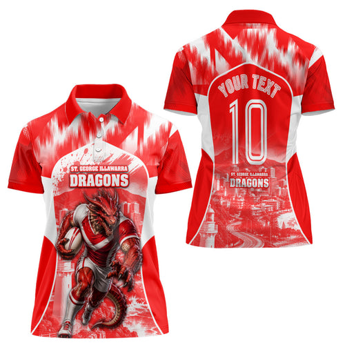 Personalised St. George Illawarra Dragons Mascot Rugby Women Polo Shirt Illawarra Coastline Athletic Graphic Print