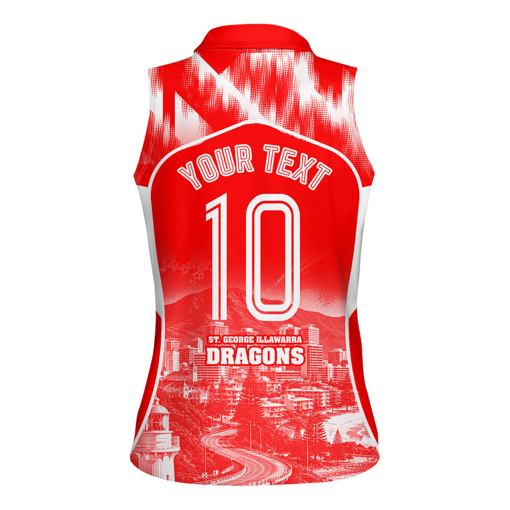 Personalised St. George Illawarra Dragons Mascot Rugby Women Sleeveless Polo Shirt Illawarra Coastline Athletic Graphic Print