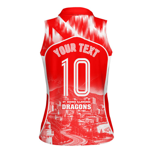 Personalised St. George Illawarra Dragons Mascot Rugby Women Sleeveless Polo Shirt Illawarra Coastline Athletic Graphic Print