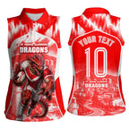 Personalised St. George Illawarra Dragons Mascot Rugby Women Sleeveless Polo Shirt Illawarra Coastline Athletic Graphic Print
