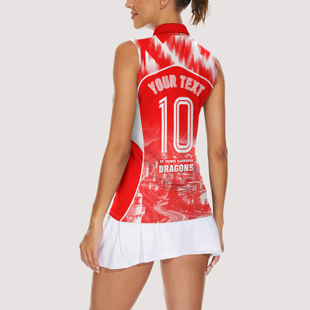 Personalised St. George Illawarra Dragons Mascot Rugby Women Sleeveless Polo Shirt Illawarra Coastline Athletic Graphic Print