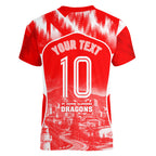 Personalised St. George Illawarra Dragons Mascot Rugby Women V-Neck T-Shirt Illawarra Coastline Athletic Graphic Print