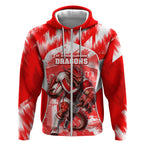Personalised St. George Illawarra Dragons Mascot Rugby Zip Hoodie Illawarra Coastline Athletic Graphic Print