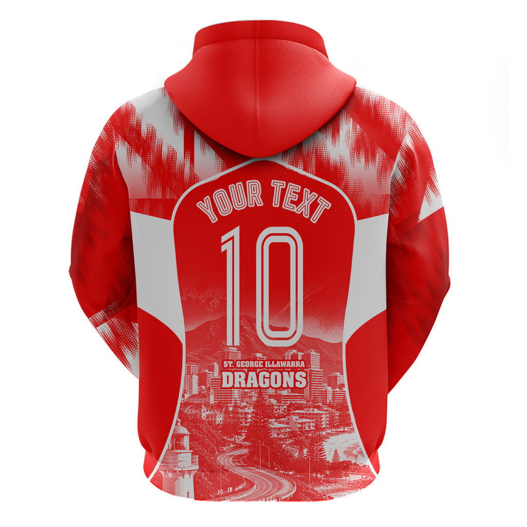 Personalised St. George Illawarra Dragons Mascot Rugby Zip Hoodie Illawarra Coastline Athletic Graphic Print