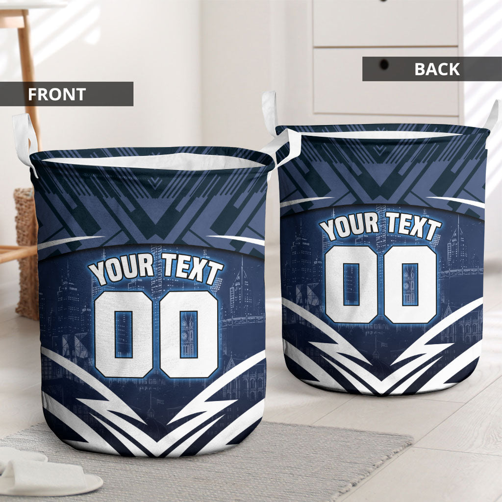 Personalised Carlton Blues Football Laundry Basket Superhero Comic Art Dark Geometric City