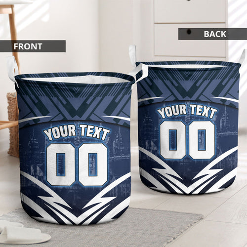 Personalised Carlton Blues Football Laundry Basket Superhero Comic Art Dark Geometric City