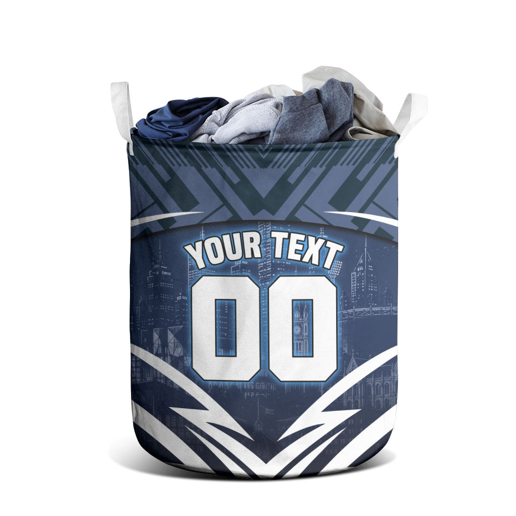 Personalised Carlton Blues Football Laundry Basket Superhero Comic Art Dark Geometric City