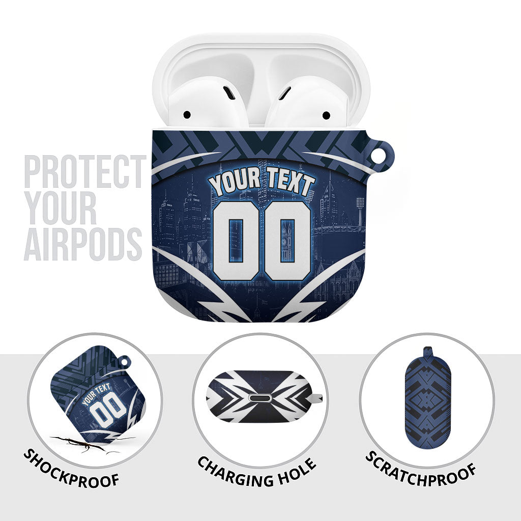 Personalised Carlton Blues Football AirPods Case Superhero Comic Art Dark Geometric City