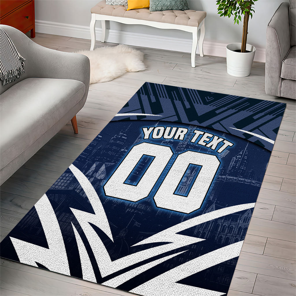 Personalised Carlton Blues Football Area Rug Superhero Comic Art Dark Geometric City