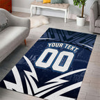 Personalised Carlton Blues Football Area Rug Superhero Comic Art Dark Geometric City
