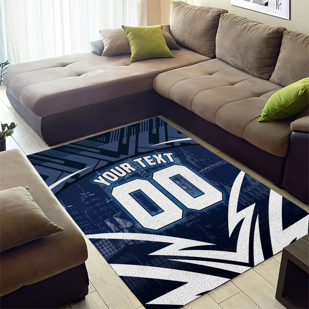 Personalised Carlton Blues Football Area Rug Superhero Comic Art Dark Geometric City