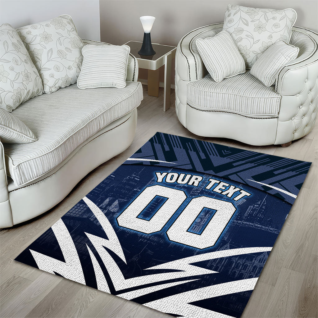 Personalised Carlton Blues Football Area Rug Superhero Comic Art Dark Geometric City