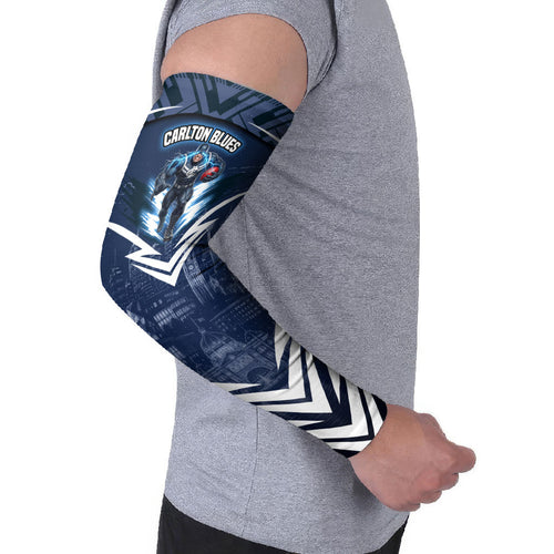 Personalised Carlton Blues Football Arm Sleeves Superhero Comic Art Dark Geometric City