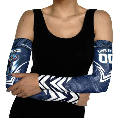 Personalised Carlton Blues Football Arm Sleeves Superhero Comic Art Dark Geometric City