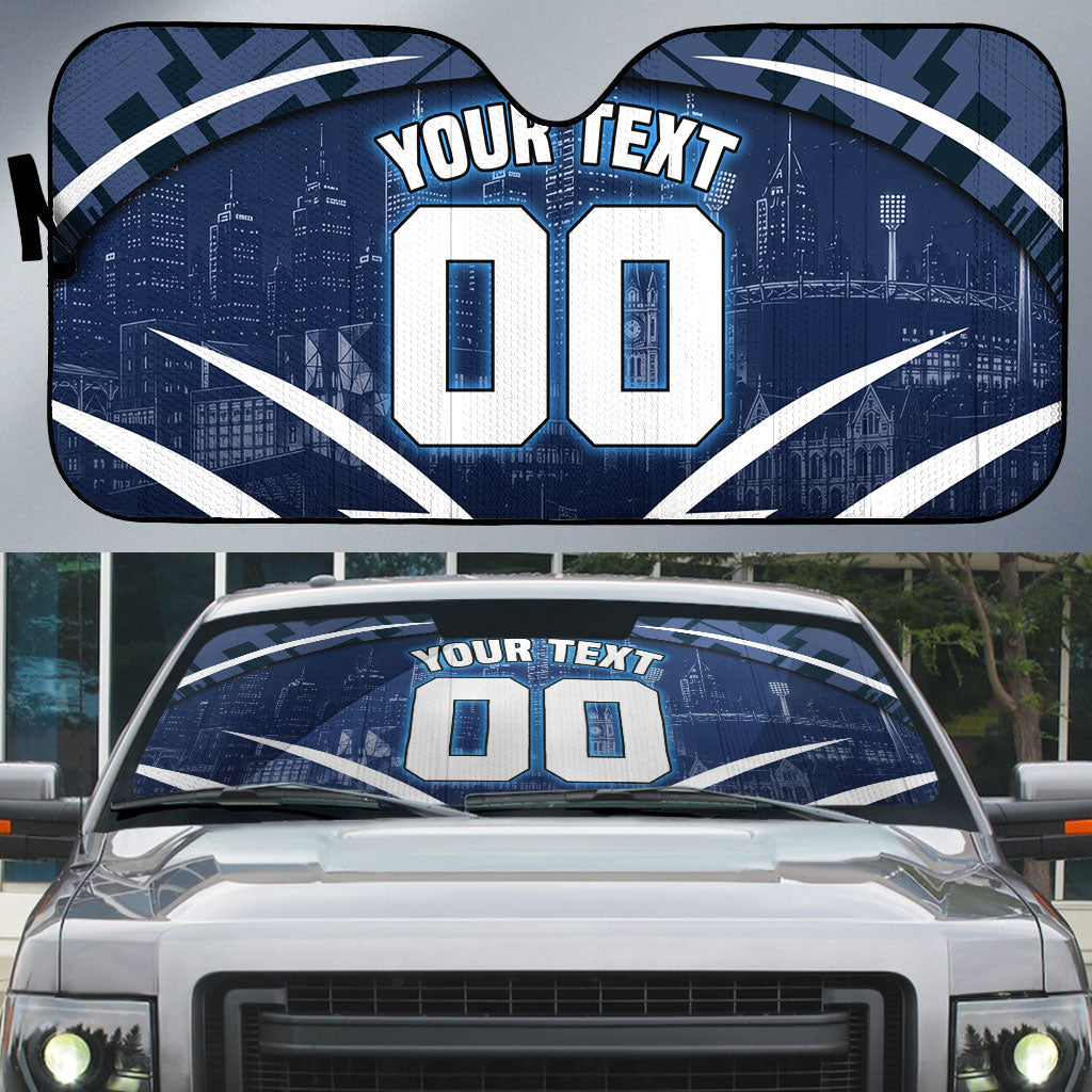 Personalised Carlton Blues Football Auto Sun Shade Superhero Comic Art Dark Geometric City