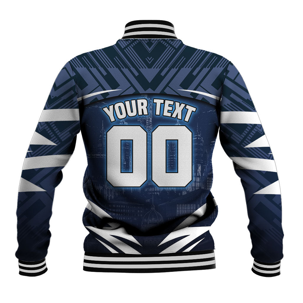 Personalised Carlton Blues Football Baseball Jacket Superhero Comic Art Dark Geometric City