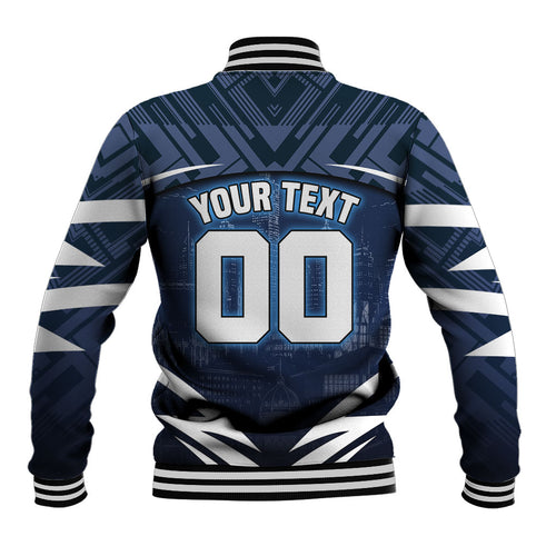 Personalised Carlton Blues Football Baseball Jacket Superhero Comic Art Dark Geometric City