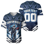Personalised Carlton Blues Football Baseball Jersey Superhero Comic Art Dark Geometric City