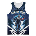 Personalised Carlton Blues Football Basketball Jersey Superhero Comic Art Dark Geometric City