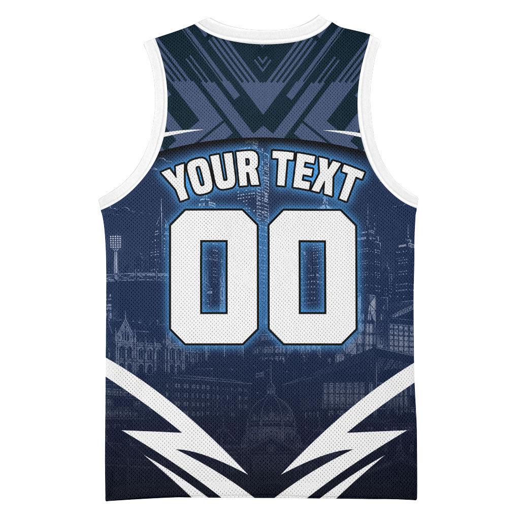 Personalised Carlton Blues Football Basketball Jersey Superhero Comic Art Dark Geometric City