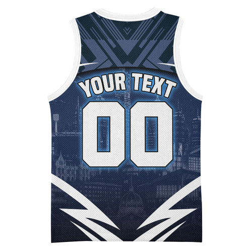 Personalised Carlton Blues Football Basketball Jersey Superhero Comic Art Dark Geometric City