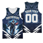 Personalised Carlton Blues Football Basketball Jersey Superhero Comic Art Dark Geometric City