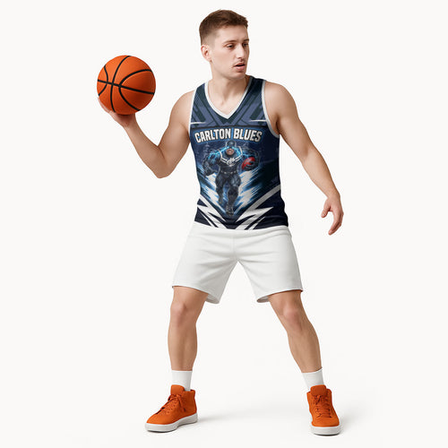 Personalised Carlton Blues Football Basketball Jersey Superhero Comic Art Dark Geometric City
