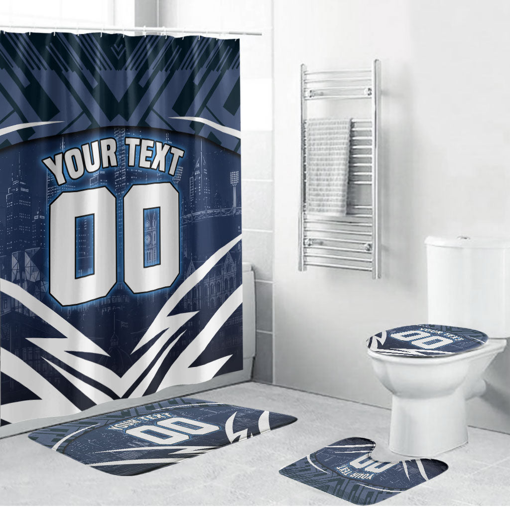 Personalised Carlton Blues Football Bathroom Set Superhero Comic Art Dark Geometric City