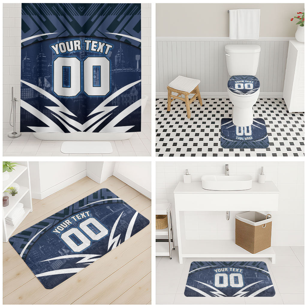 Personalised Carlton Blues Football Bathroom Set Superhero Comic Art Dark Geometric City