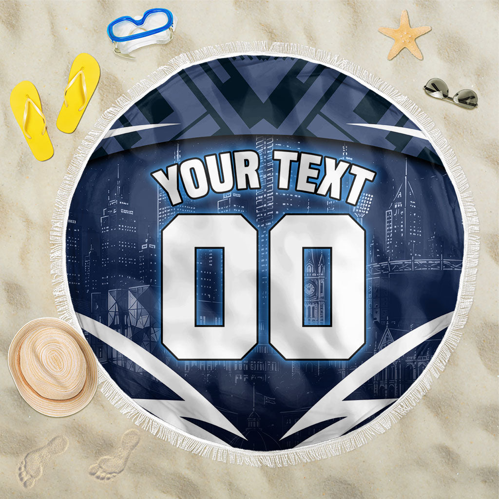 Personalised Carlton Blues Football Beach Blanket Superhero Comic Art Dark Geometric City