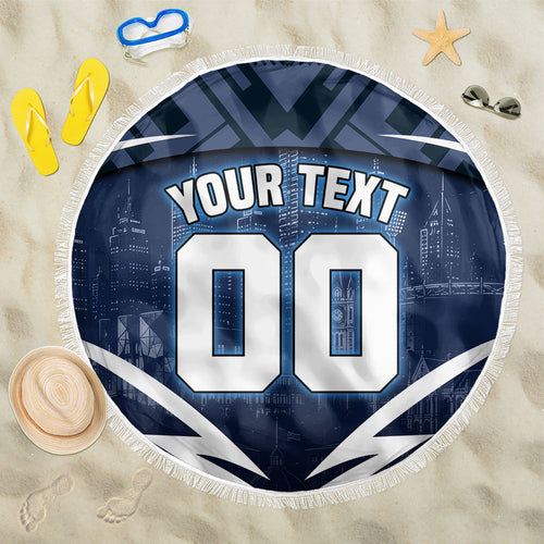 Personalised Carlton Blues Football Beach Blanket Superhero Comic Art Dark Geometric City
