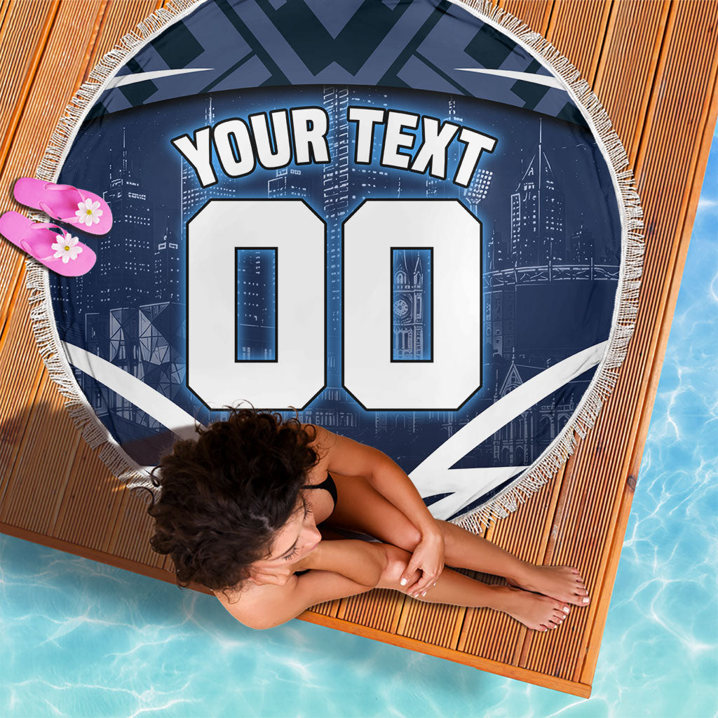 Personalised Carlton Blues Football Beach Blanket Superhero Comic Art Dark Geometric City