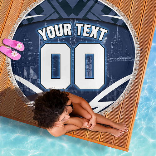 Personalised Carlton Blues Football Beach Blanket Superhero Comic Art Dark Geometric City
