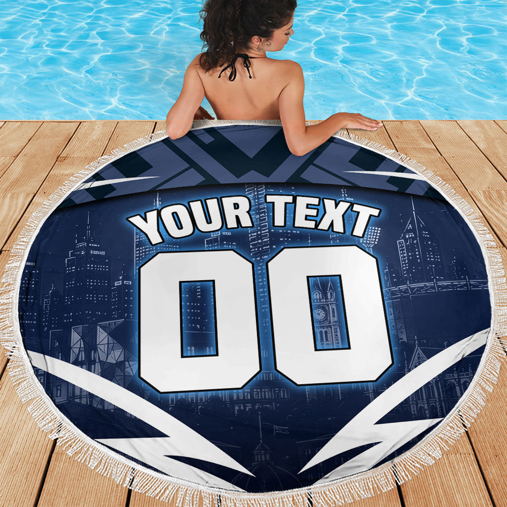 Personalised Carlton Blues Football Beach Blanket Superhero Comic Art Dark Geometric City